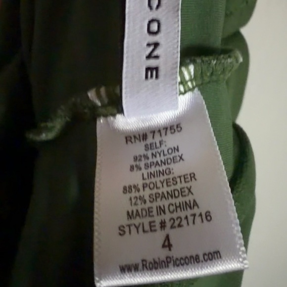 Robin Piccone Green Plunge Neck Tie-Front One Piece Swimsuit size 4 EUC - Picture 7 of 7